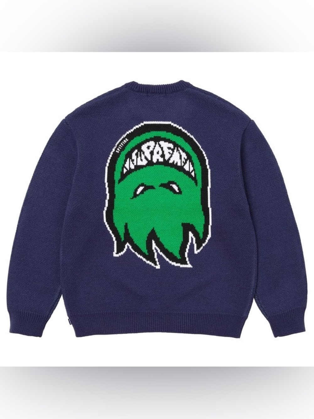Supreme®/Spitfire® Sweater Supreme SS26 Navy Graphic Jacquard Knit Logo Men’s xl